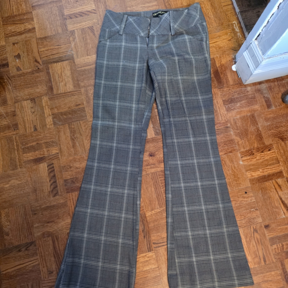 G by Guess Gray Plaid Wide Leg Pants
